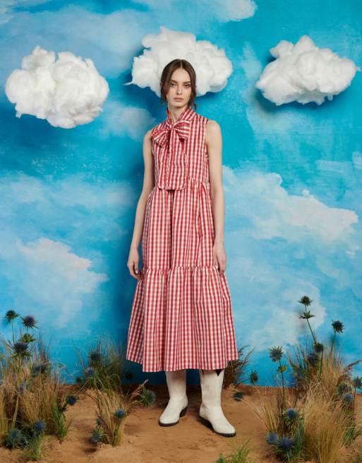 Sister Jane Vestito camicia rosso a quadretti allacciato sul davanti Cra wallonieShops