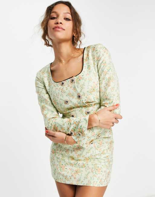 Sister Jane - Vestito corto a fiori vintage con bottoni frontali