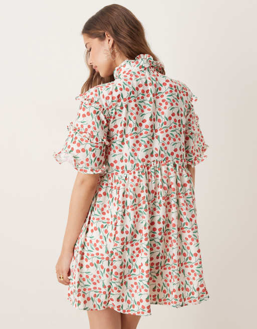 Sister Jane - Vestito corto con stampa di ciliegie con fiocco oversize, 4 di 4