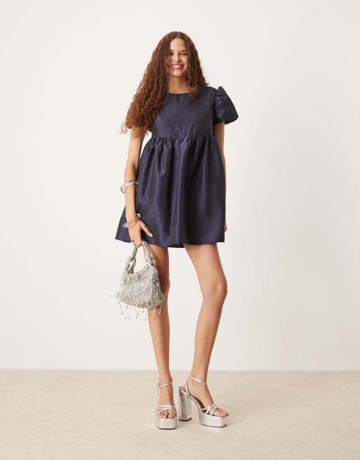 Sister Jane - Vestito corto jacquard color blu navy mezzanotte