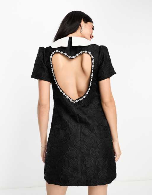 Sister Jane - Vestito corto nero decorato con cut-out a cuore, 4 di 4