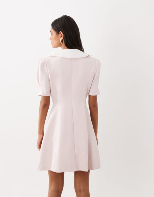 Sister Jane - Vestito corto rosa con colletto a contrasto e bottoni, 4 di 4