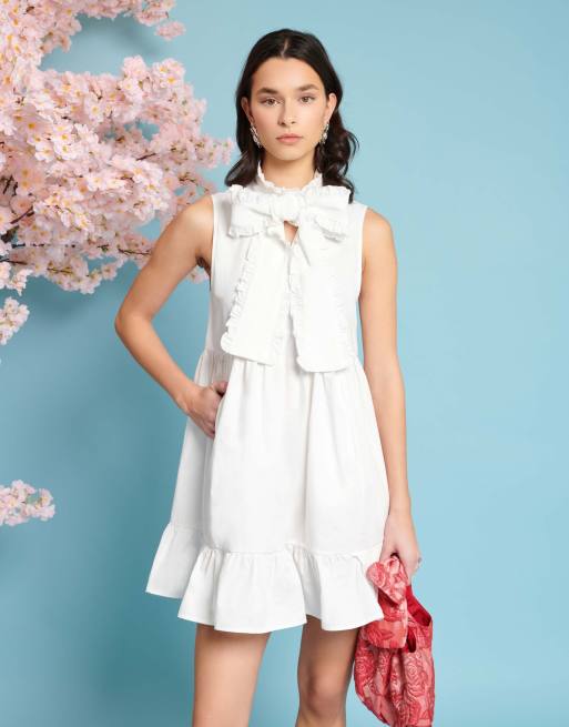 Sister Jane - Vestito corto stile camicia bianco con fiocco