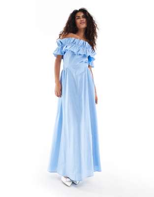 Vestito Lungo Donna In Cotone - Stampa Limoni, Scollo A Triangolo, Spalline Regolabili, Stile Mediterraneo