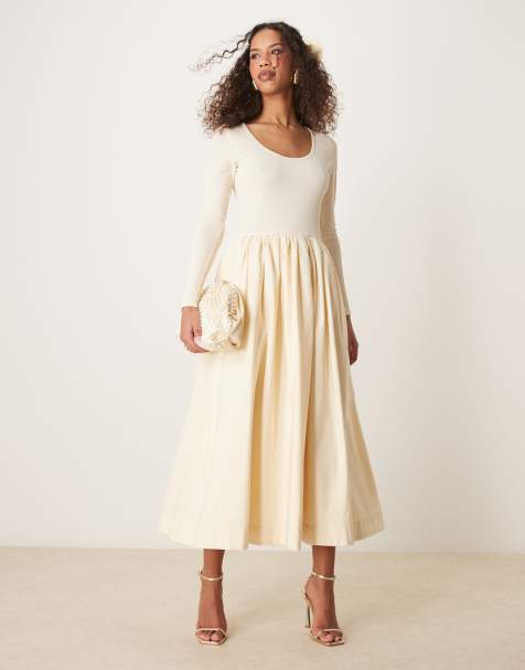 Sister Jane - Vestito midi aderente color crema con tasche - view 1