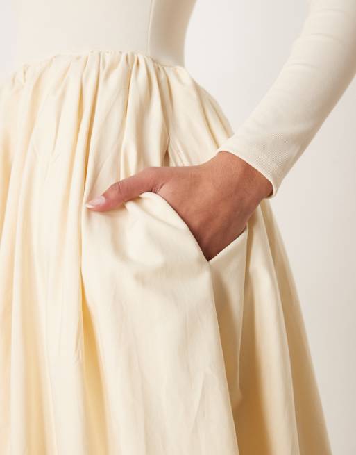 Sister Jane - Vestito midi aderente color crema con tasche, 2 di 4
