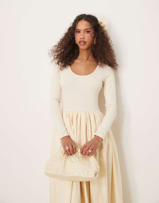 Sister Jane - Vestito midi aderente color crema con tasche, 4 di 4