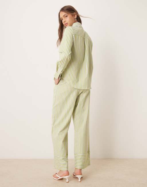 Sister Jane wide leg striped pants in green - part of a set