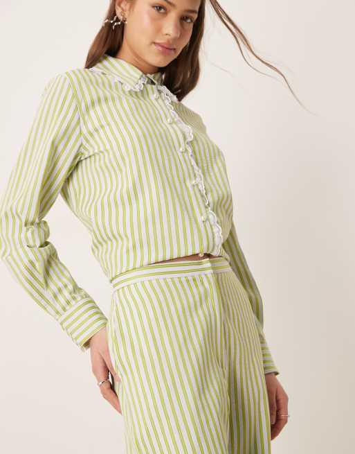 Sister Jane wide leg striped pants in green - part of a set