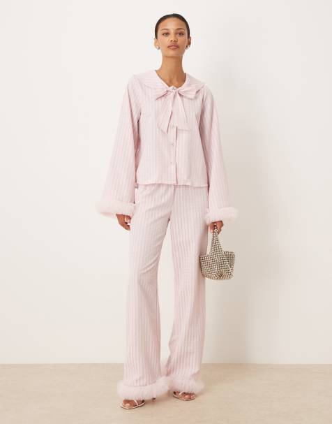 Sister Jane Wonder cotton blend tulle trim trouser co-ord in light pink - view 1