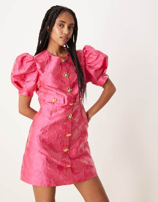Sister Jane x ASOS Anemone jaquard mini dress in fuchsia 