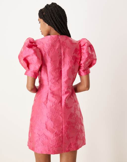 Sister Jane x ASOS Anemone jaquard mini dress in fuchsia 