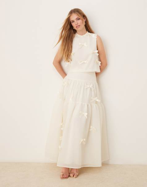 Sister Jane x ASOS bow midi skirt in white