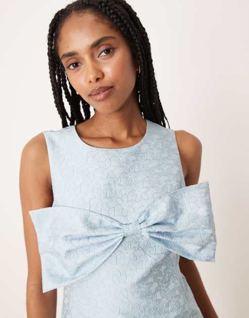 Sister Jane x ASOS bow front mini dress in pale blue , 3 of 4