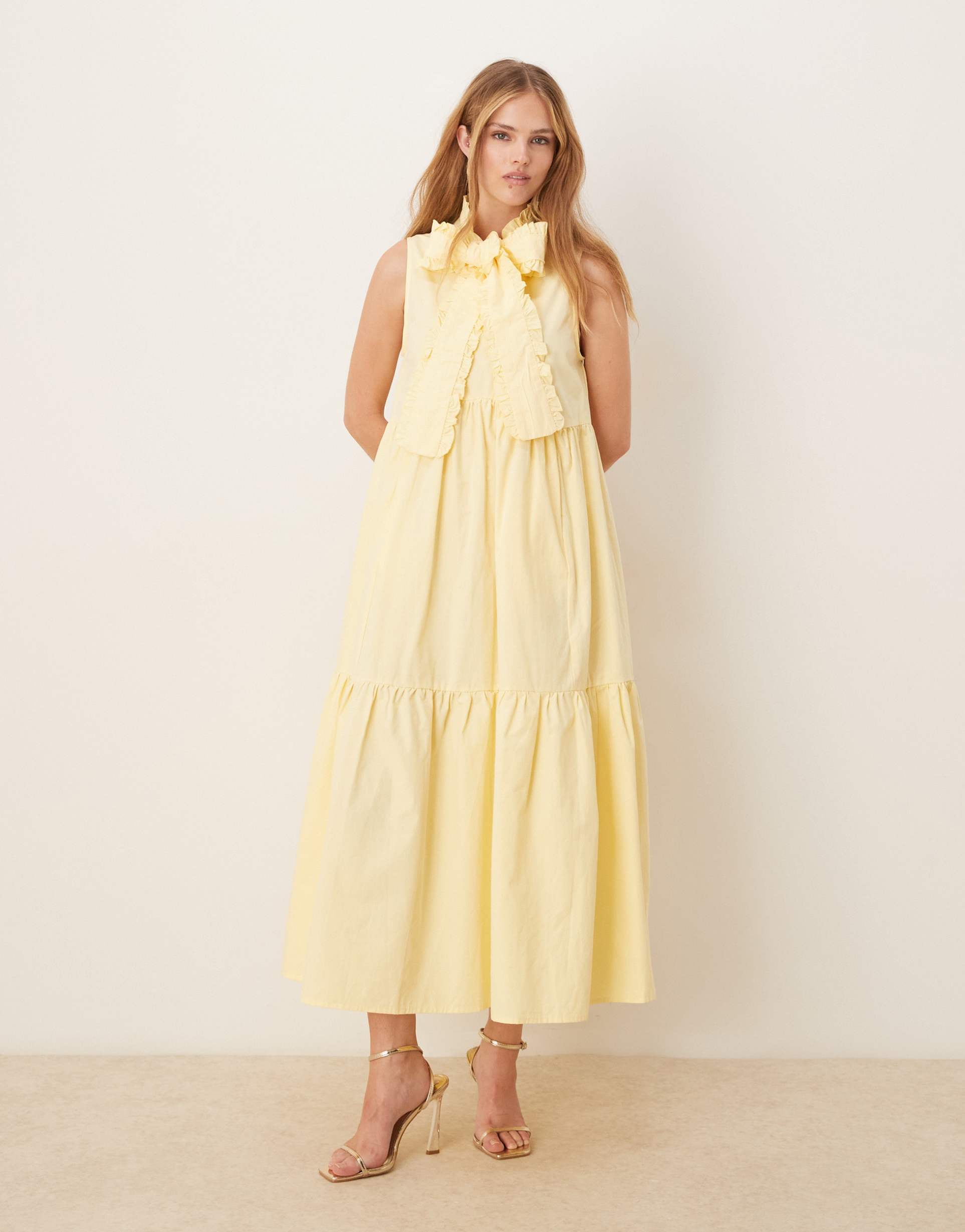sister jane x asos bow midi shirt dress in lemon
