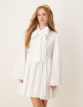 [sister jane] Sister Jane x ASOS Meadow bow mini dress in broderie anglaise in white M Plus White