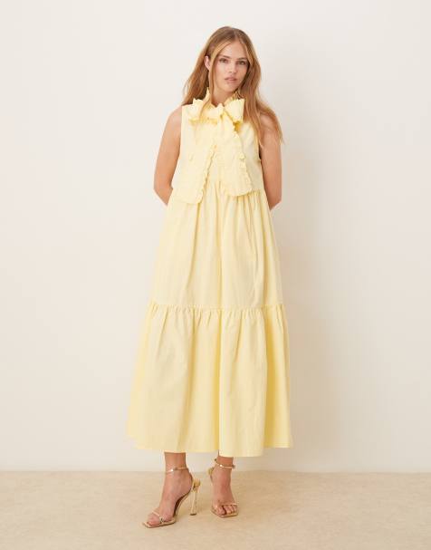 Sister Jane x ASOS - Robe chemise mi-longue à détails nœuds - Citron - view 1