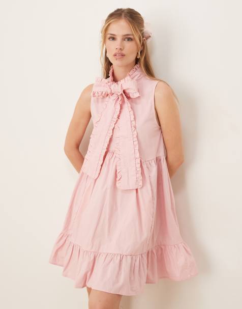 Sister Jane x ASOS - Vestito camicia corto rosa con fiocco - view 1