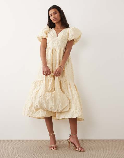 Sister Jane - Yarrow - Coordinato con vestito e borsa a mano in jacquard giallo oro - view 1