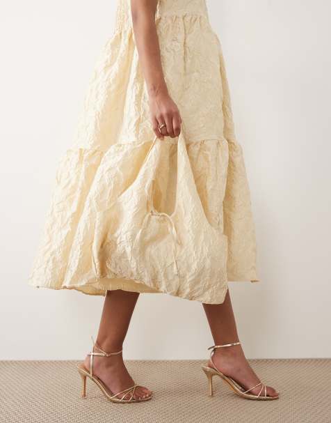 Sister Jane Yarrow Jacquard grab bag co-ord in yellow gold - view 1