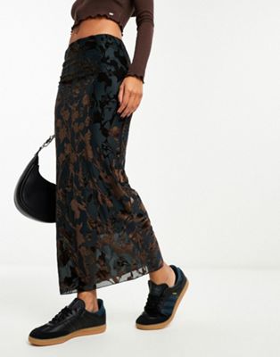 Sisters of the Tribe floral devore maxi skirt in multi - ASOS Price Checker