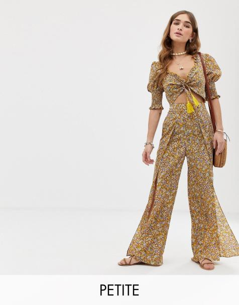 Sisters Of The Tribe high waist trousers with leg split in ditsy floral co-ord