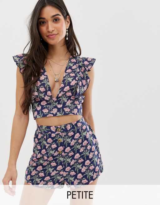 Sisters Of The Tribe Petite high waist shorts in floral co ord ASOS