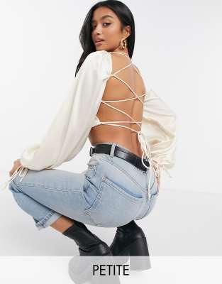 satin open back crop top