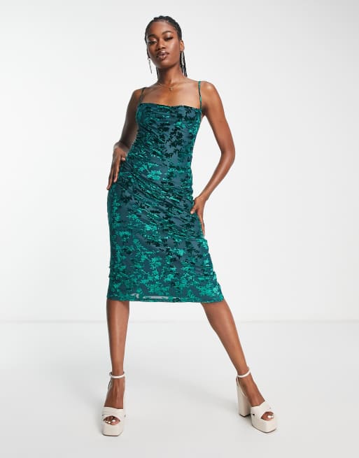 Green velvet dress on sale asos