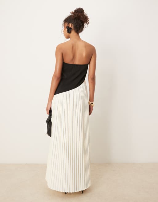 Six Stories - Asymmetrische geplooide maxi-jurk in monochroom, 2 van 4
