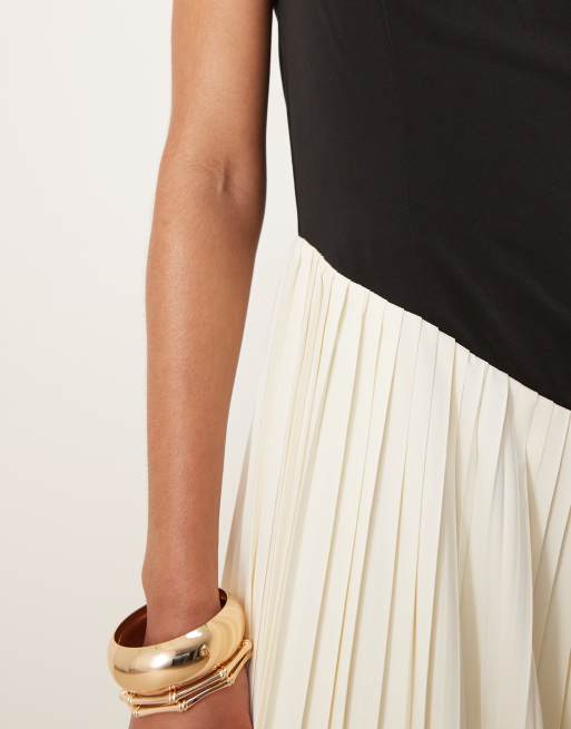 Six Stories - Asymmetrische geplooide maxi-jurk in monochroom, 3 van 4