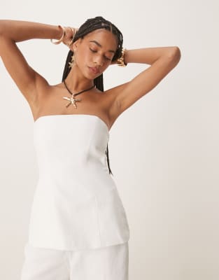 boned bandeau longline top in white - part of a set