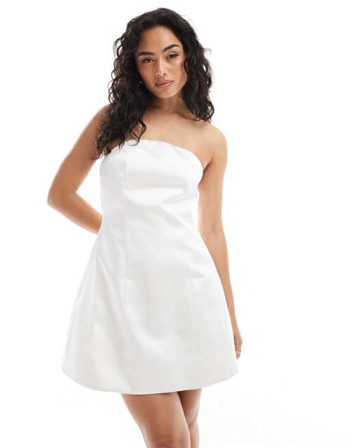 Six Stories Bridal bandeau structured mini dress in ivory