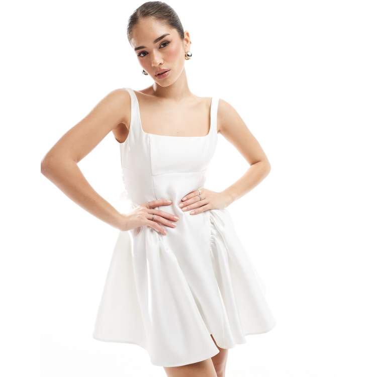 knee length dresses for ladies Ella Bow Detail Halter Mini Dress - Periwinkle Blue