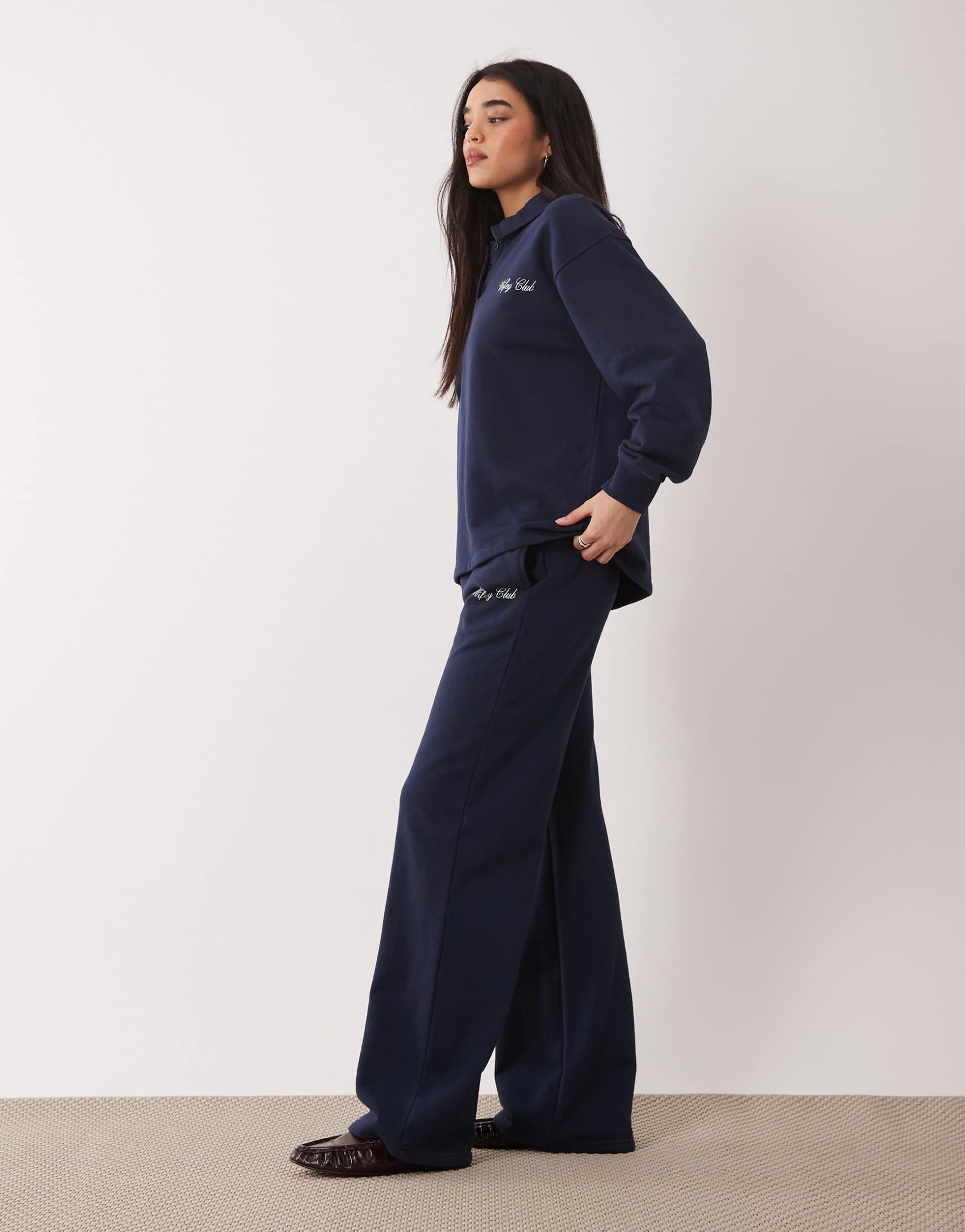 six stories bridal cursive 'wifey club' sweatpants in navy - part of a set
