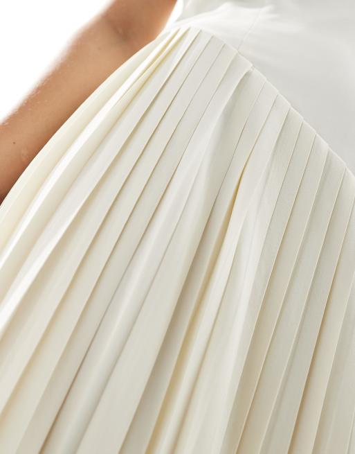 Six Stories Bridal drop waist asymmetric maxi dress in ivory