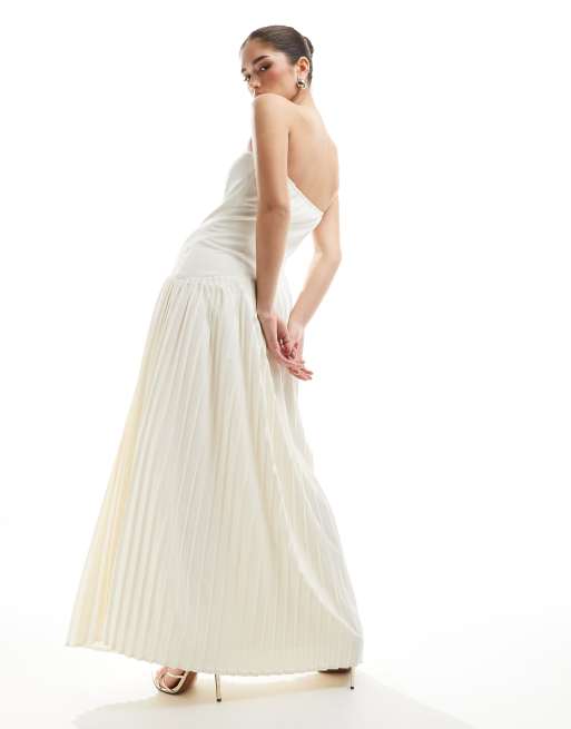 Six Stories Bridal drop waist asymmetric maxi dress in ivory
