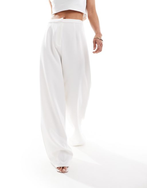 Six Stories Bridal high waist tailored pants in white (part of a set)