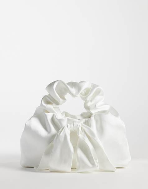 Six Stories – Bridal – Kleine Satin-Tasche in Weiß mit Schleife - view 1