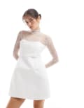 [Six Stories] Six Stories Bridal lace sleeve structured mini dress in ivory-White 38 Ivory