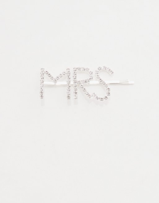Six Stories Bridal Mrs rhinestone hair slide in silver, 3 of 4