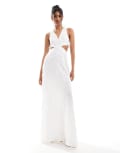 [Six Stories] Six Stories Bridal ruffle back floral burnout maxi dress in white 38 WHITE