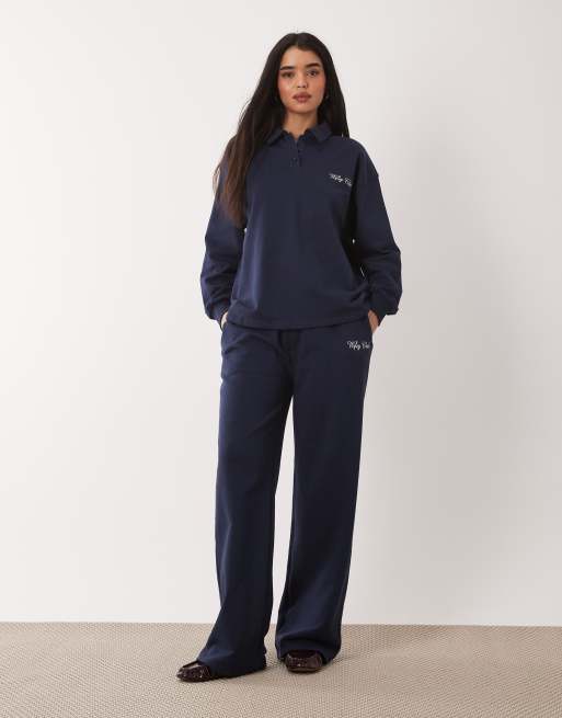 Six Stories Bridal script 'Wifey Club' back print polo sweatshirt