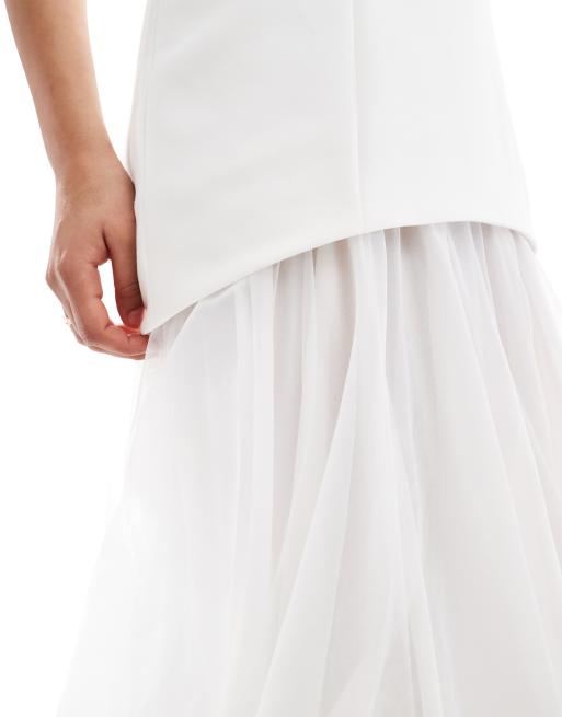 Six Stories Bridal strapless chiffon maxi dress in soft white