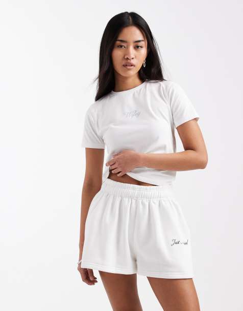 Six Stories – Bridal – Sweat-Shorts in Weiß mit „Just Married“-Schriftzug, Kombiteil - view 1