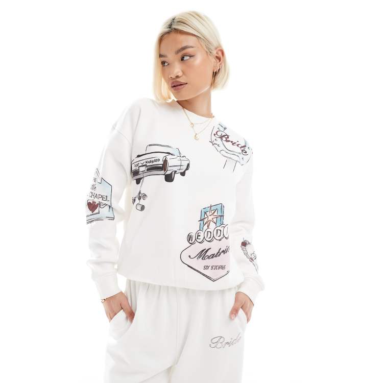 Six Stories Bridal Vegas sweatshirt in ivory | ASOS