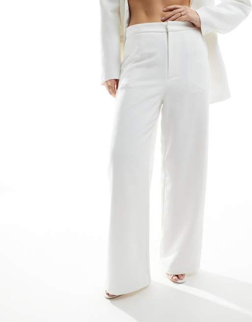 Six Stories Bridal wide leg tailored trousers co-ord in ivory, 4 of 5