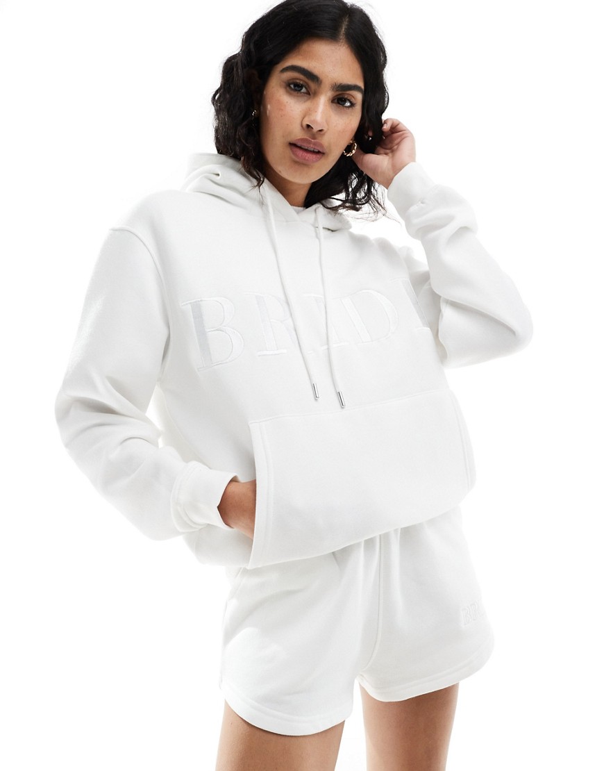 Six Stories Bride embroidered hoodie co-ord in white