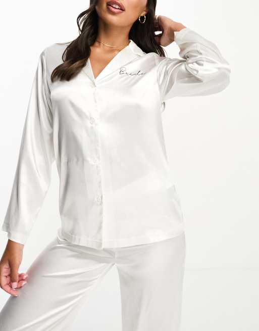 Bride Pajama White Pajama Women Pajama Set Satin Silk Set 