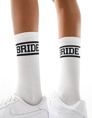 Bride socks in black-White